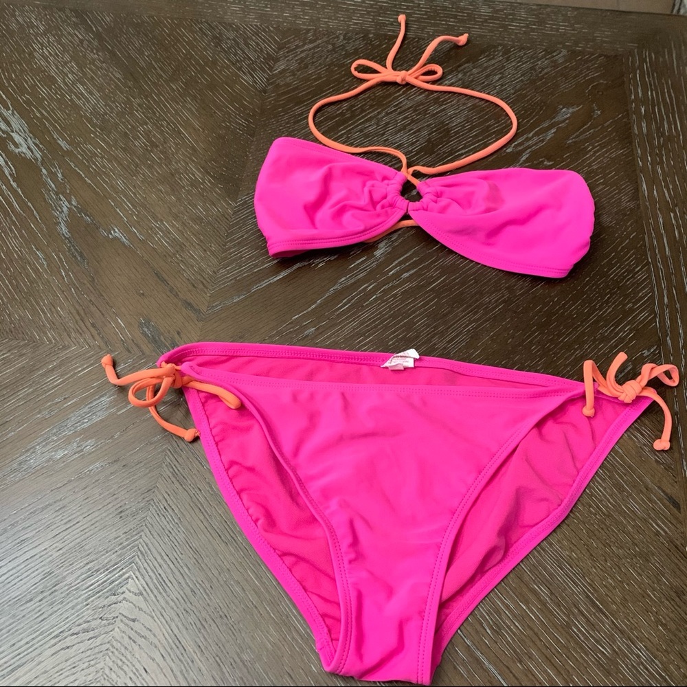 Xhilaration hot pink & orange string bikini Size top M & bottoms  L
